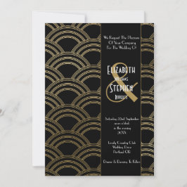 Invitación Elegante Arch Gatsby Art Deco 1920's Black & Gold