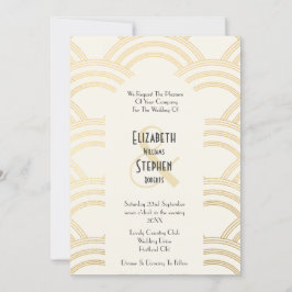 Invitación Elegante Arch Gatsby Art Deco 1920's Ivory & Gold