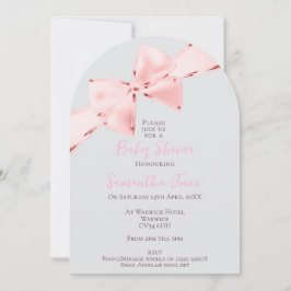 Invitación Elegante Arch Rosa Coquette Bow Chica Baby Shower