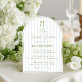 Invitación Elegante Arch Sage Green & Blue Bridal Luncheon