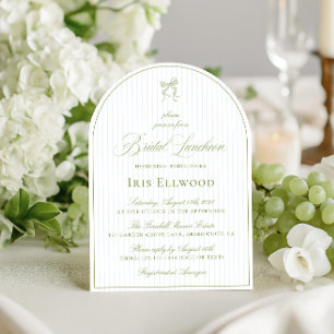 Invitación Elegante Arch Sage Green & Blue Bridal Luncheon