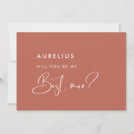 Invitación Elegante arcilla roja ¿Serás mi mejor carta mascul