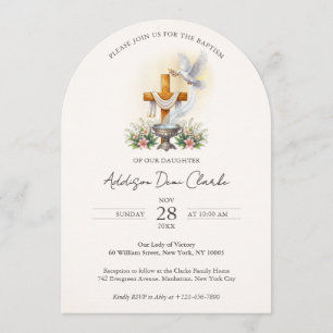Invitación Elegante Arco Acuarela Bautismo Católico