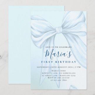 Invitación Elegante Arco Azul Cielo Cumpleaños Primero