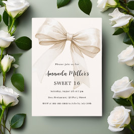 Invitación Elegante arco beige Sweet 16 de lujo