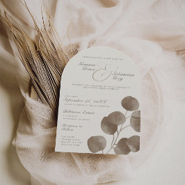 Invitación Elegante arco Boda botánico de marfil y ceniza