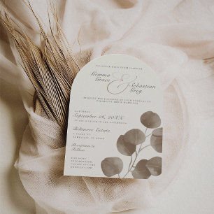 Invitación Elegante arco Boda botánico de marfil y ceniza
