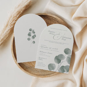 Invitación Elegante arco Boda botánico de marfil y salvia oto