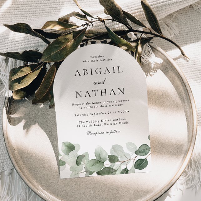 Invitación Elegante arco Boda de hojas verdes verdes (Subido por el creador)
