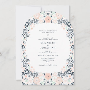Invitación Elegante arco Boda floral neutro