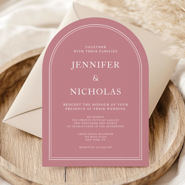 Invitación Elegante arco Boda formal rosa clásico (Elegant Classic Formal Pink Wedding Arch Invitation)