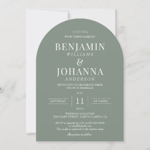 Invitación Elegante arco Boda verde sabio