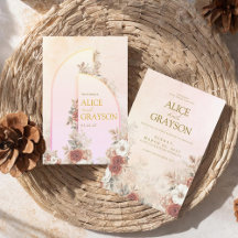 Elegante Arco Boho Floral Rosa Boda Moderna