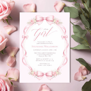Invitación Elegante Arco Coqueto Rosa Floral Baby Shower