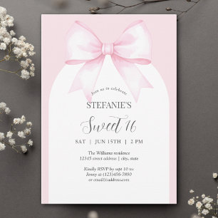 Invitación Elegante Arco de Acuarela Rosa Cumpleaños Sweet 16