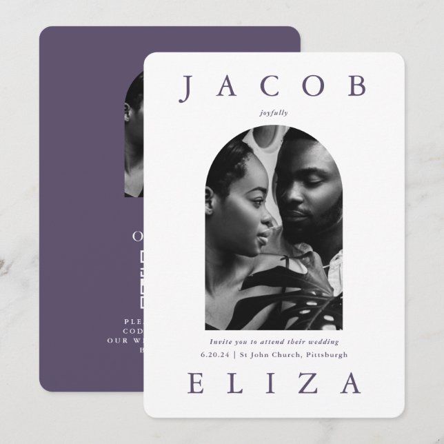 Invitación Elegante Arco De Boda Código Rsvp Dos Foto (Anverso / Reverso)