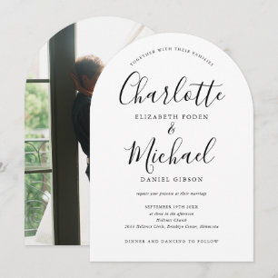 Invitación Elegante Arco de Boda con Foto en Blanco y Negro c