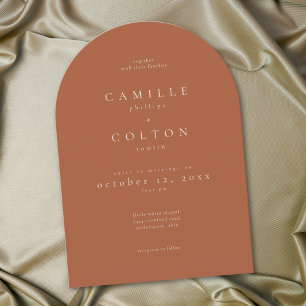 Invitación Elegante Arco de Boda Minimalista Terracota Oxidad