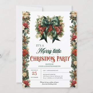 Invitación Elegante arco de cinta verde retro clásico vintage