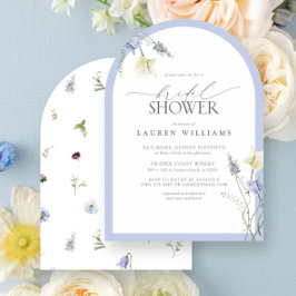 Invitación Elegante Arco de Ducha Azul Dusty Flor Silvestre B