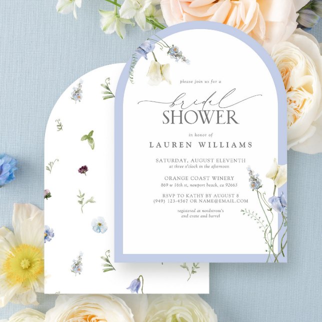 Invitación Elegante Arco de Ducha Azul Dusty Flor Silvestre B (Subido por el creador)
