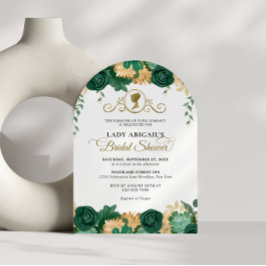 Invitación Elegante Arco de Ducha Verde Floral Victoriano Bri