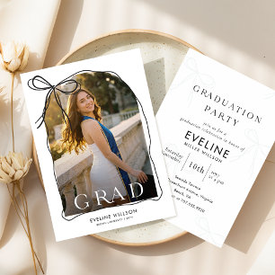 Invitación Elegante Arco de Graduación con Lazo Negro Foto Gr