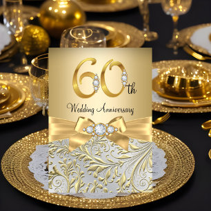 Invitación Elegante Arco de Oro Diamante 60 Aniversario