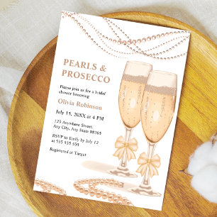 Invitación Elegante Arco de Oro Perlas y Prosecco Despedida d
