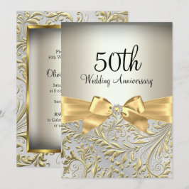 Invitación Elegante Arco de Oro y Remolino Floral 50 Aniversa