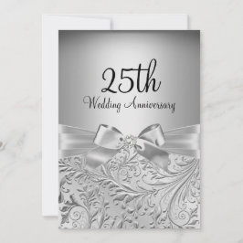 Invitación Elegante Arco de Plata Floral Remolino 25 Aniversa