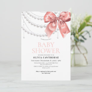 Invitación Elegante arco de rosa pálido y perlas para baby sh