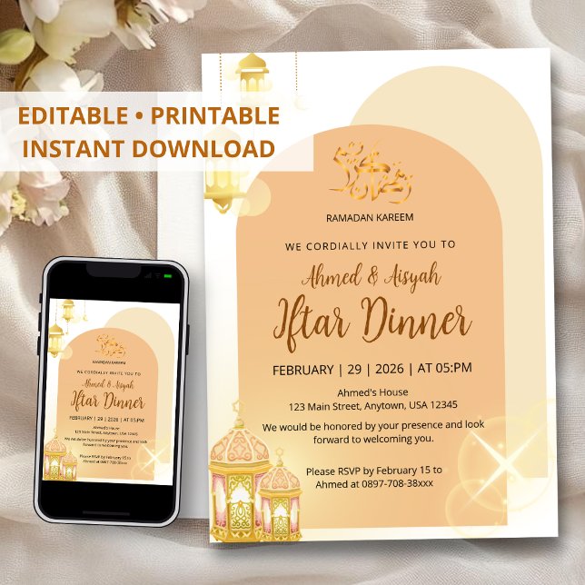 Invitación Elegante Arco de Terracota Ramadan Iftar  (Subido por el creador)