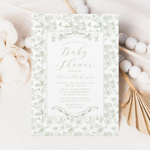 Invitación Elegante Arco de Verde Salvia Cumpleaños Floral Vi