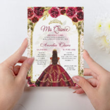 Elegante arco dorado floral rojo princesa Quincean