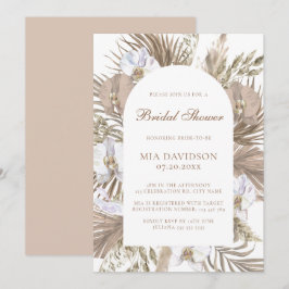 Invitación Elegante Arco Floral Boho Pink & Tan Bridal Shower