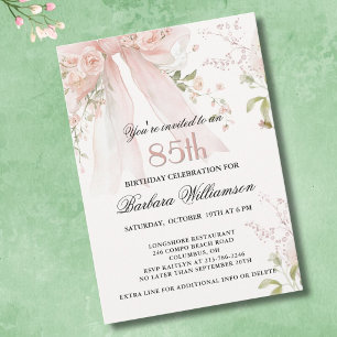 Invitación Elegante Arco Floral de Acuarela Rosa Cumpleaños 8