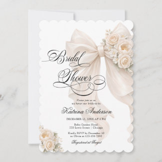 Invitación Elegante Arco Floral de Baño Nupcial Blanco