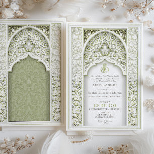 Invitación Elegante Arco Floral de Boda Musulmana Islámica