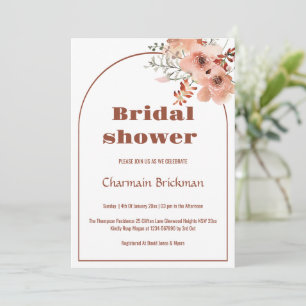 Invitación Elegante Arco Floral Terracotta Bridal Shower