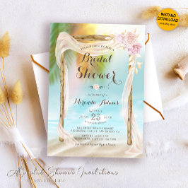 Invitación Elegante Arco Floral Tropical Beach Bridal Shower
