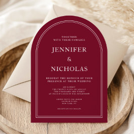 Invitación Elegante arco formal burdeos Boda clásico