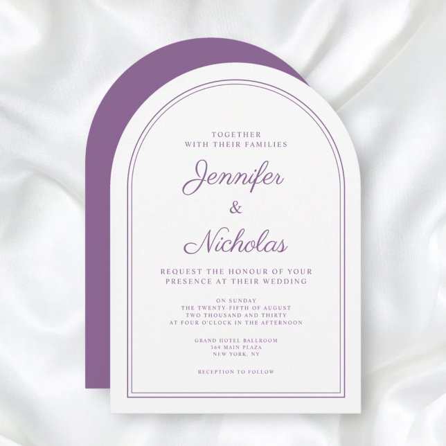 Invitación Elegante arco formal de Boda Lilac francés (Elegant Classic Formal French Lilac Wedding Arch Invitation)