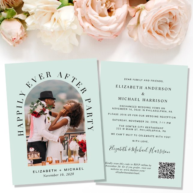 Invitación Elegante Arco Foto Código QR Recepción de boda de  (Subido por el creador)
