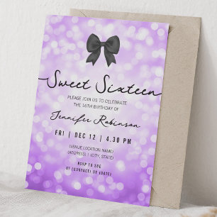 Invitación Elegante Arco & Luces Cumpleaños 16 Morado