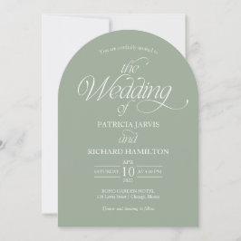 Invitación Elegante Arco Minimalista Verde Salvia para Boda