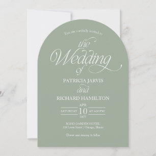 Invitación Elegante Arco Minimalista Verde Salvia para Boda