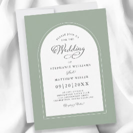 Invitación Elegante Arco Moderno Caligrafía Boda Sage Green