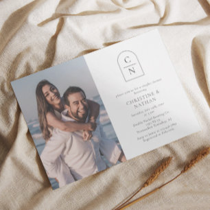 Invitación Elegante Arco Moderno Monograma Foto Parejas Ducha