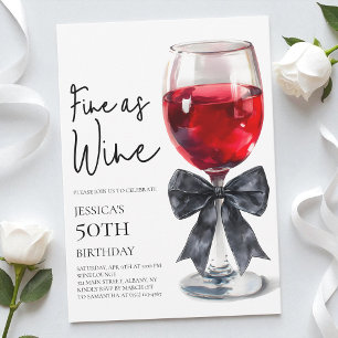 Invitación Elegante Arco Negro Fino como el Vino Cumpleaños 5